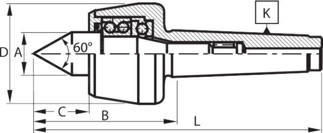 Actual product image Röhm Travelling centres 60°. MK 3. size 104.body hardened and ground