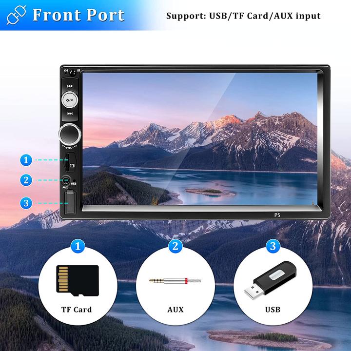 Produktbild Camecho Doppel Din Radio mit 7 Zoll Bildschirm, Schwarz/ Grau