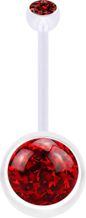 Produktbild Star Piercing Banane transparent mit Kugel Kristall rot und Kugel Kristall rot Epoxy Schutzschicht (Bioflex, ohne Messing)