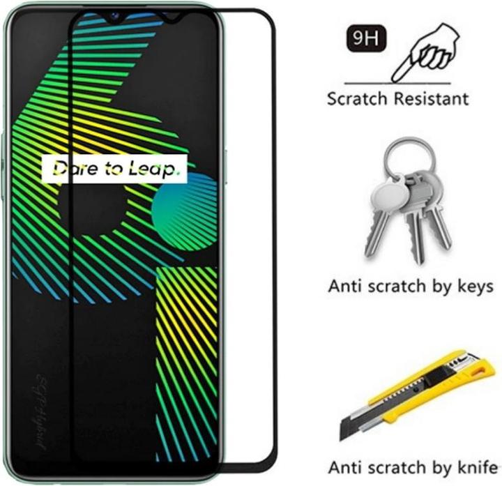Actual product image Screenguard Realme 6i Full Screen Protective Glass Film 2.5D 9H (1 Piece, Realm 6i)
