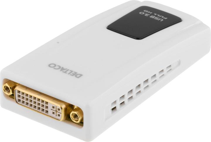 Deltaco prime usb 3.0 tot dvi/hdmi/vga adapter 2048x1152 vit (5 cm)