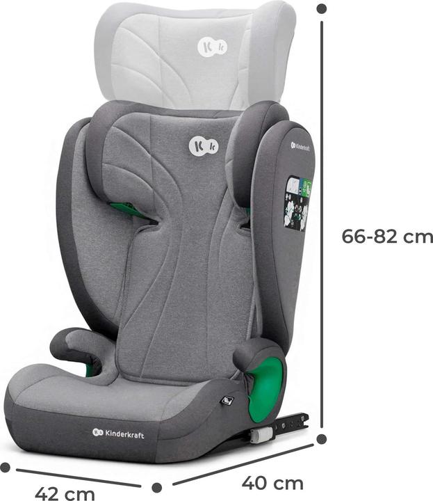 Actual product image KinderKraft Junior Fix 2 I-Size Rocket Grey (Child seat, ECE R129/i-Size Standard)