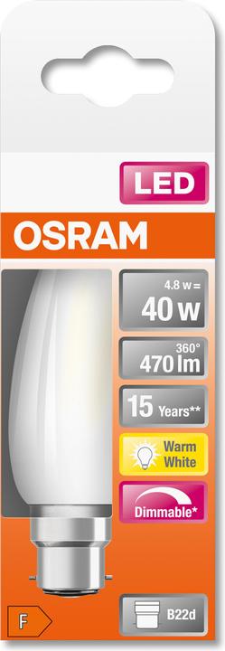 Produktbild Osram Led Retrofit Classic B (B22d, 4.80 W, 470 lm, 6 x, F)