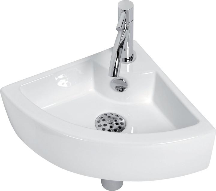 Actual product image Plieger Miami Fontein Toilet - Set - Hoekfontein 32 x 32 cm inclusief fonteinkraan en sifon - Keramiek - Wit (320 mm, 320 mm)