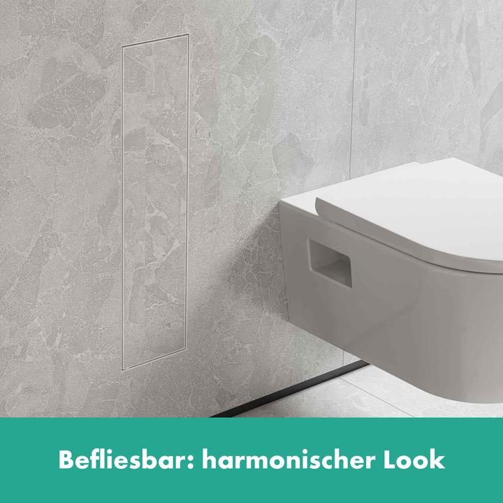 Produktbild hansgrohe XtraStoris Rock Toilettenbürstenhalter, mit Ablage, befliesbare Tür, rahmenlos, 145x140x