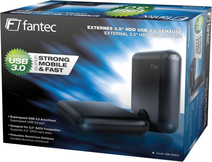 Immagine prodotto Fantec DB-F35U3 Contenitore per disco rigido esterno in alluminio nero (3.5")
