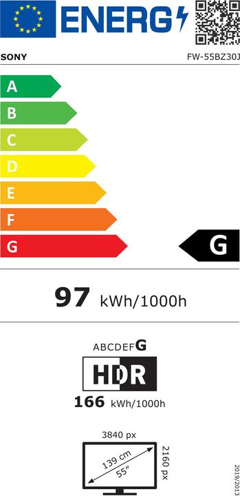Label énergétique Sony FW-55BZ30J (3840 x 2160 pixels, 55")