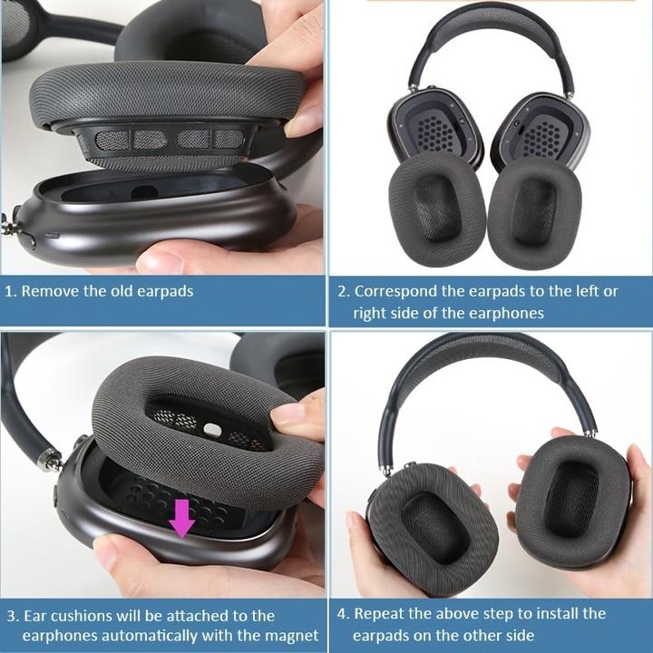 Image du produit PhoneLook Coussinets rechange tissu mesh ultra-doux mousse mémoire aimant renforcé (set de 2 pièces) (AirPods Max)