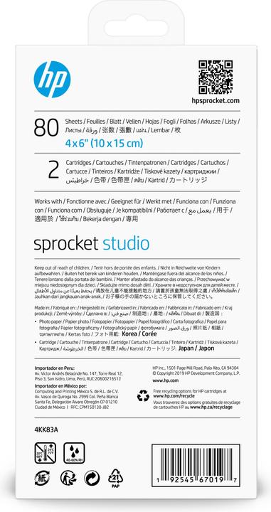 Immagine prodotto HP Sprocket Studio Fotopapier (240 g/m², 10 x 15 cm, 80 x)