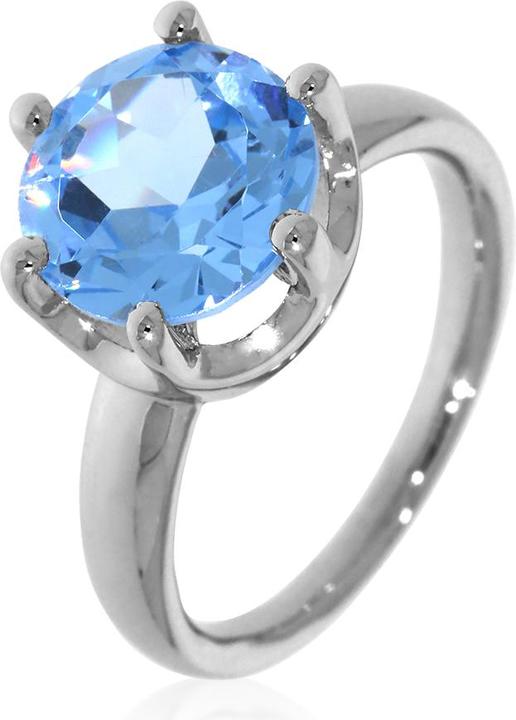 Actual product image Xen Ring with 10 mm Swiss Blue-HT quartz approx. 3.6 ct. rhodium-plated (56, 925 Silver)