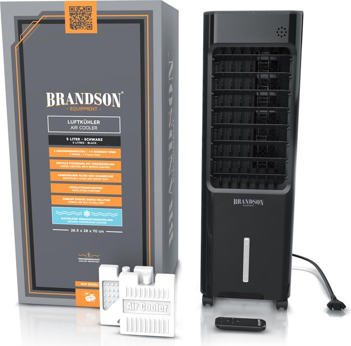 Produktbild Brandson Mobiler Luftkühler, Wasserkühlung, 5L Wassertank, Klimaanlage, 50W Verdunstungskühler, Timer, Lüfter