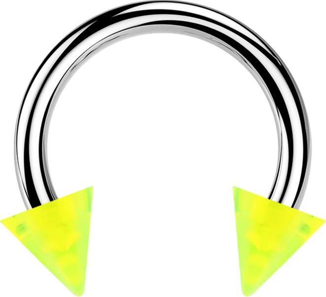 Star Piercing Micro Circular Barbell silber mit zwei Cones grün transparent (ohne Messing, Chirurgenstahl 316L, Acryl)