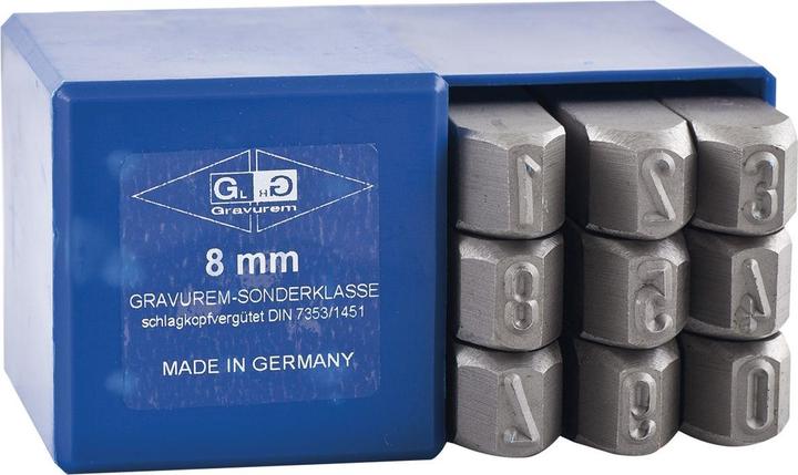 Produktbild Gravurem Schlagzahlen Stanzset DIN7353 Zahlenstanzer Schlagstempel 0-9 Schrifthöhe 6 mm