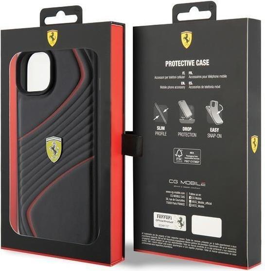 Actual product image Ferrari FEHCP15MPTWK iPhone 15 Plus 6.7" czarny/black hardcase Twist Metal Logo (Apple iPhone 15 Plus, Apple iPhone 14 Plus)
