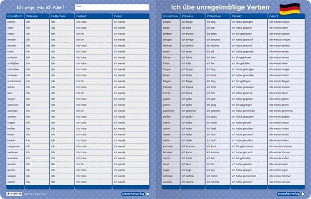 Actual product image I practice irregular verbs - tenses - 1 double field with pencil (German)
