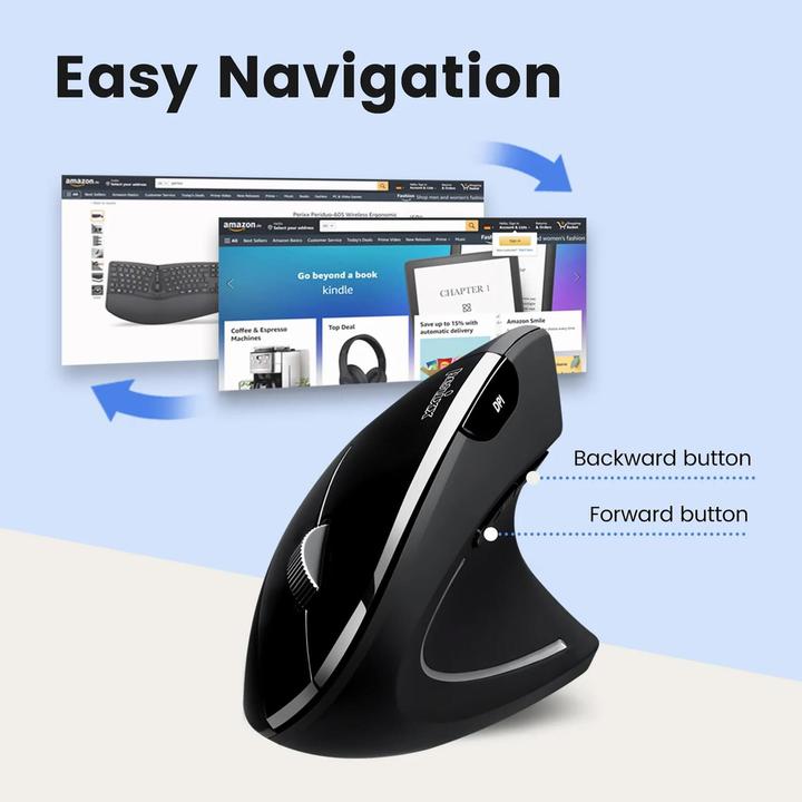 Image du produit Perixx PERIMICE-813, souris ergonomique multi-appareils, sans fil, noire (Sans fil)