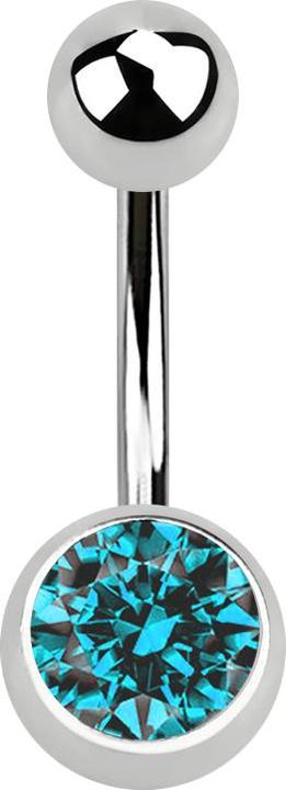Produktbild Star Piercing Banane silber mit Kugel und Kugel Kristall aqua (ohne Messing, Chirurgenstahl 316L)