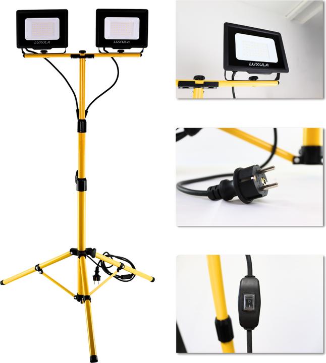 Image du produit Luxula Projecteur de chantier à LED avec trépied (10000 lm, IP65)
