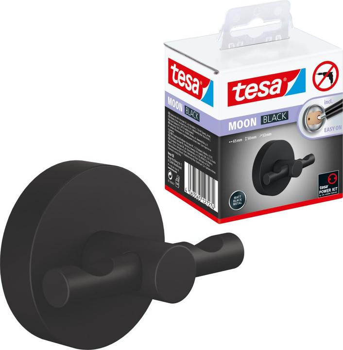 Image du produit tesa MOON BLACK Mantelhaken inkl. Klebelösung ohne Bohren