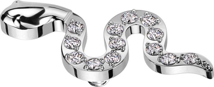Actual product image Star Piercing Dermal Anchor snake silver crystals silver (without brass, Titanium G23)