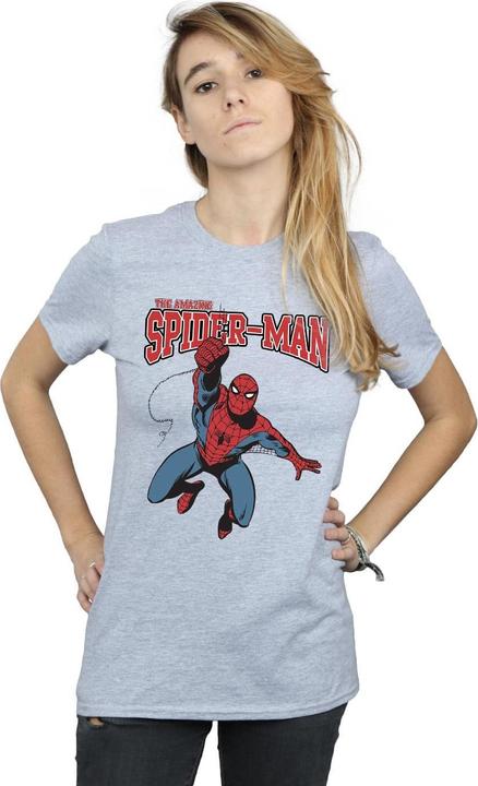 Actual product image Womens/Ladies Spider-Man Leap Cotton Boyfriend T-Shirt (M)