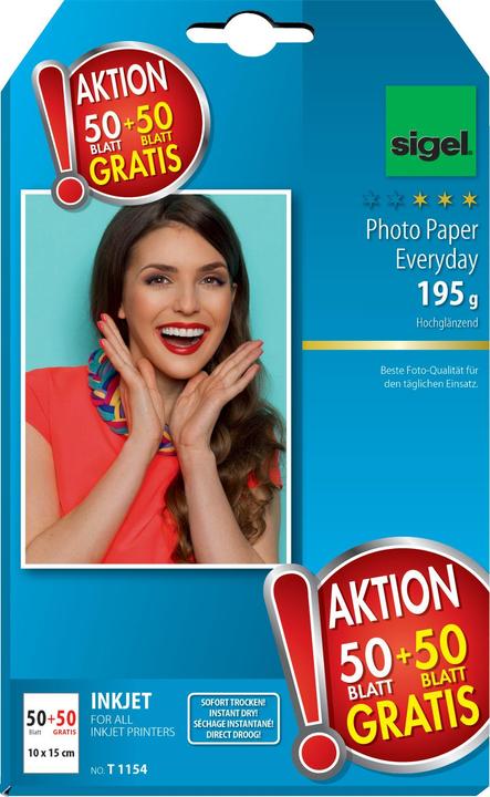 Immagine prodotto Sigel Carta fotografica a getto d'inchiostro (195 g/m², 10 x 15 cm, 100 x)