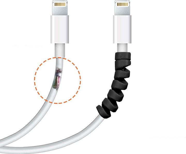 Actual product image Apfelkiste Silikon Kabel Spirale Flexibler Kabel Bruchschutz Knickschutz Halter Kabelschoner (4er Set) (Cable hole, 6 cm)