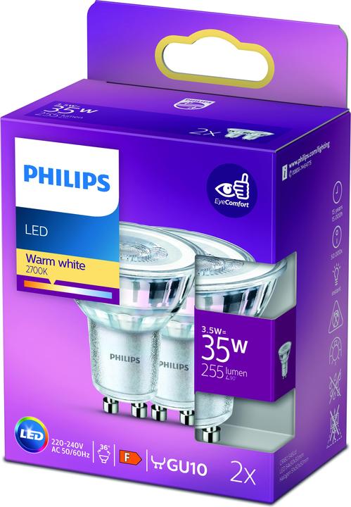 Image du produit Philips MR16 (GU10, 3.50 W, 255 lm, 2 x, F)