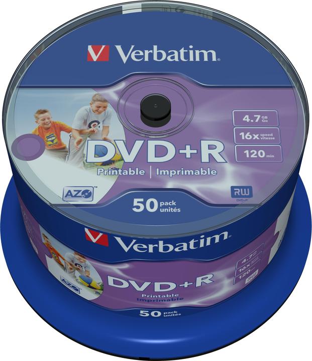 Actual product image Verbatim DVD+R, 16x, 4.7GB, 50 spindle, printable (50 x)
