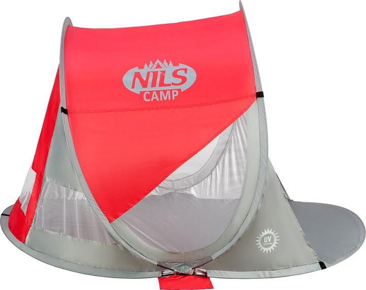 Productafbeelding Nils Opvouwbare strandtent NC3142 rood-grijs (Strandtent, 1 kg)