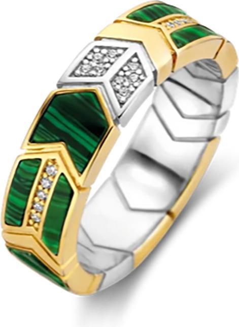 Produktbild Ti Sento Milano Ring malachitgrün bicolor vergoldet 12202MA (56, 925 Silber)