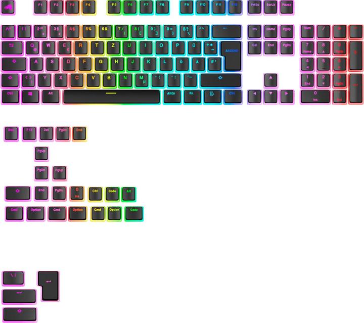 Image du produit Glorious Aura V3 Keycaps, ISO Layout (DE), PBT, Doubleshot - Noir