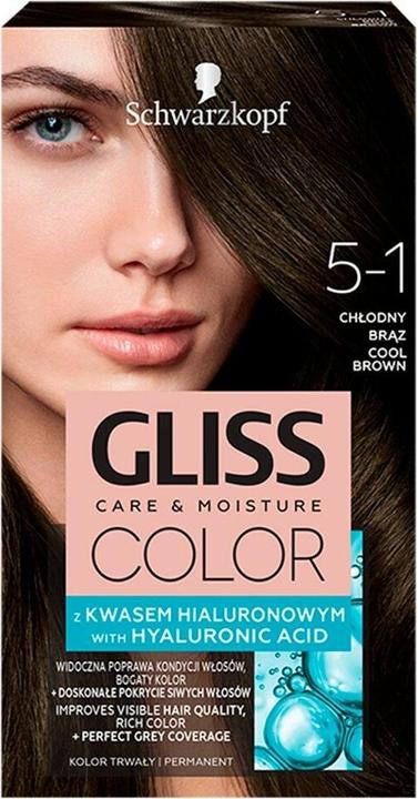 Productafbeelding Schwarzkopf Gliss Color Haarverf 5-1 Koel Bruin (5-1 Koel Bruin)