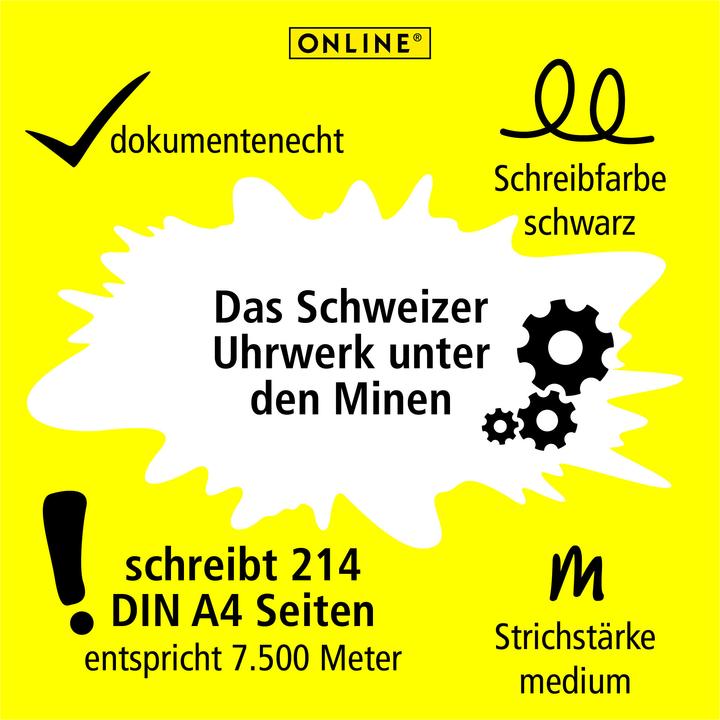 Produktbild Online Kugelschreiberminen M schwarz, 6 St. (Ersatzmine, Schwarz, 0.60 mm)