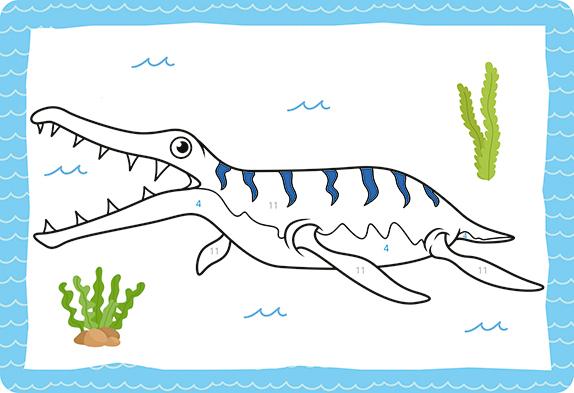 Actual product image 50 colouring by numbers cards - Dinosaurs