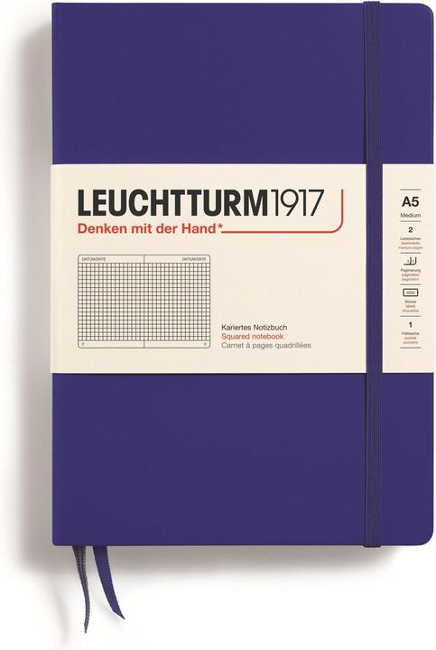 Notizbuch Medium A5, Kariert, Dunkelblau, Produkttyp (A5, Kariert, Harter Einband)