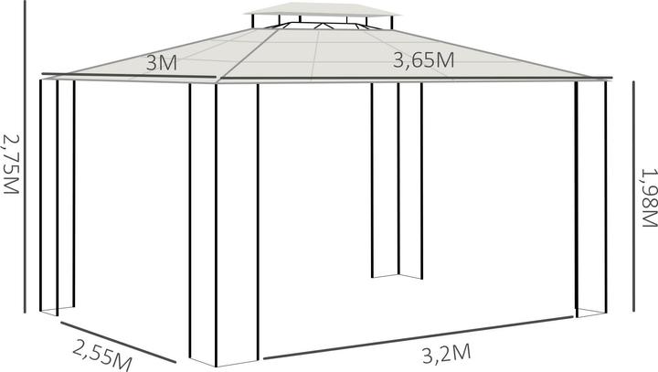 Image du produit Outsunny Pavillon avec toit en plaques de polycarbonate (300 cm, 320 cm)