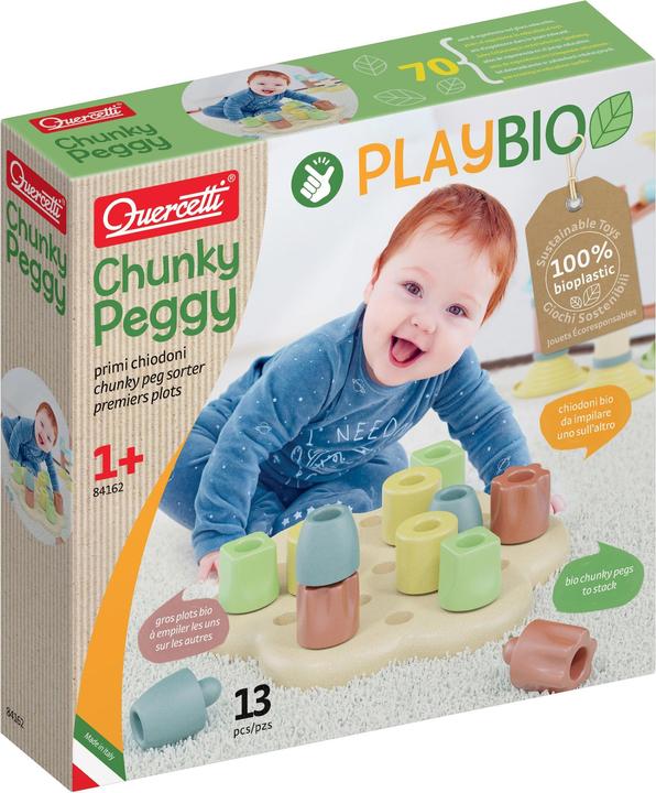 Quercetti PlayBio Mosaik-Steckspiel aus Biokunststoff: PlayBio Chunky Peggy (13 Teile)