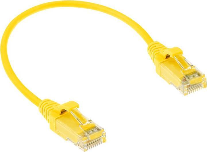 Actual product image Yellow 3 meter LSZH U/UTP CAT6 datacenter slimline patch cable snagless with RJ45 connectors (U/UTP, CAT6, 3 m)
