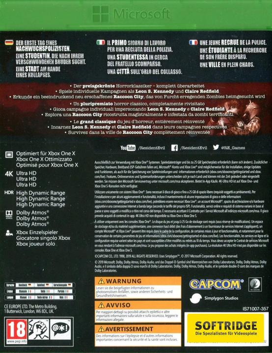 Immagine prodotto Capcom Resident Evil 2 (Xbox Series X, Xbox One X, Multilingue)