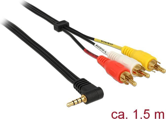 Produktbild Delock 3in1 Klinke – Cinch (1.50 m, 3.5mm Klinke (AUX), Cinch)