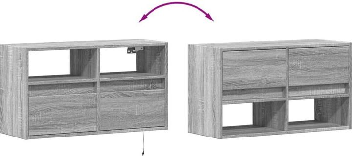 Actual product image VidaXL TV cabinet Wall unit Lowboard Hanging with LED lighting Grey Sonoma