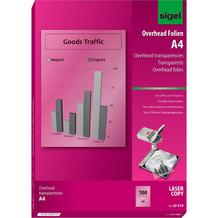 Image du produit Sigel Transparents pour rétroprojecteur (100 g/m², 100 x)