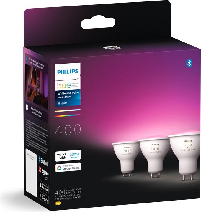 Actual product image Philips Hue White & Color Ambiance (GU10, 4.20 W, 400 lm, 3 x, E)