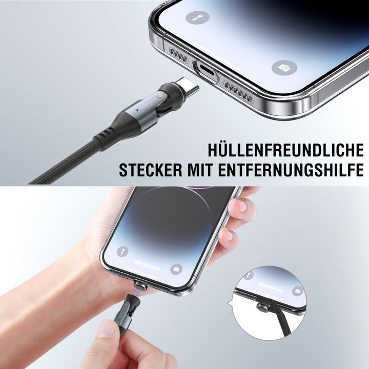 Actual product image 4smarts USB-C 540° Magnetkabel-Set GravityCord (1.80 m, USB 2.0, 240 W)