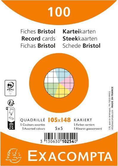 Image du produit Exacompta Cartes-fiches quadrillées (105 x 148 mm, 205 g/m², 100 x)