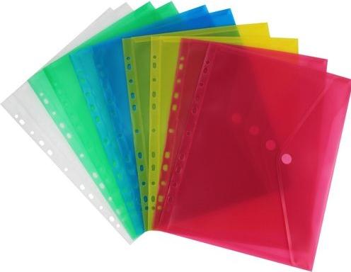 Image du produit Herba-Plastic Pochette porte-documents A4 avec perforation et fermeture Velcro 10 pièces couleurs assorties (A4, 10 x)
