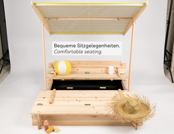 Produktbild Needs&Wants Sandkasten "Sunplaya3" mit Dach und Sitzbänken, Tanne