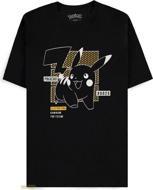 Difuzed Pokemon T-Shirt Black Pikachu Line-art Grösse S (S)