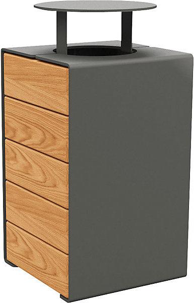 Immagine prodotto SPL Cestino KUBE con coperchio, capacità 120 l, grigio/quercia. (120 l)